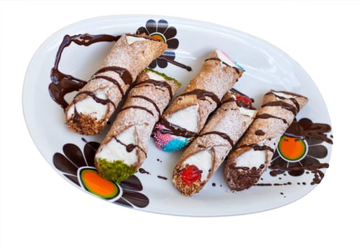 Cannoli siciliani - Sicilian pastry on a dish