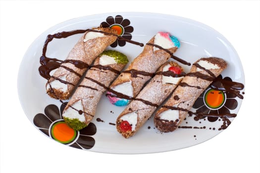 Cannoli siciliani - Sicilian pastry on a dish