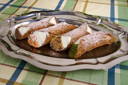 Tray Sicilian sweets, made with ricotta(cheese) cream