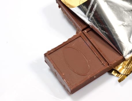 Chocolate bars on white background