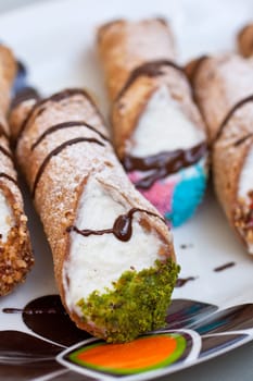 Cannoli siciliani - Sicilian pastry on a dish