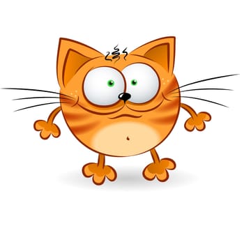 Cartoon illustration of Happy Red Cat on white