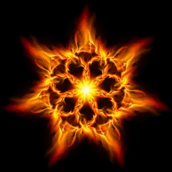 Fire flower. Illustration on black background for design