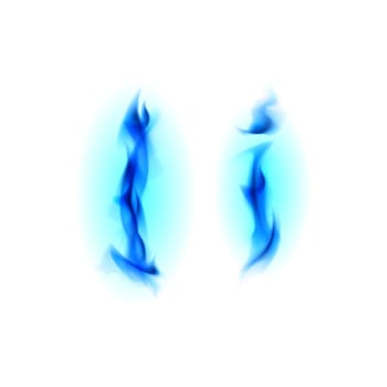 Blue Fiery font. Letter I. Illustration on black background