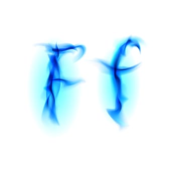 Blue Fiery font. Letter F. Illustration on black background