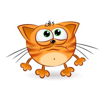Sad cartoon cat.  Illustration on white background for design