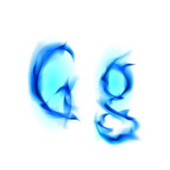 Blue Fiery font. Letter G. Illustration on black background