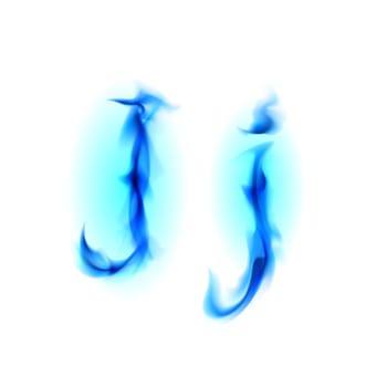 Blue Fiery font. Letter J. Illustration on black background
