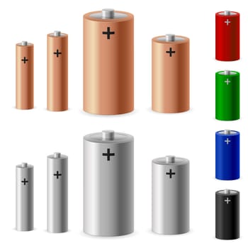 Set of battery on the white background for design