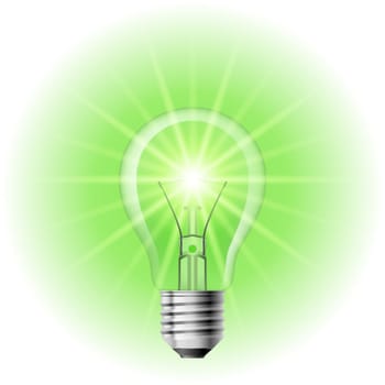 The lamp with the green light. Illustration on white background for design