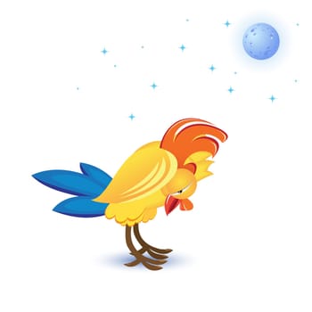 Cartoon sleeping cock. Illustration on white background