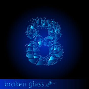 One symbol of broken eight - digit four. Illustration on black background