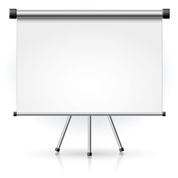 Blank portable projection screen over white background for design