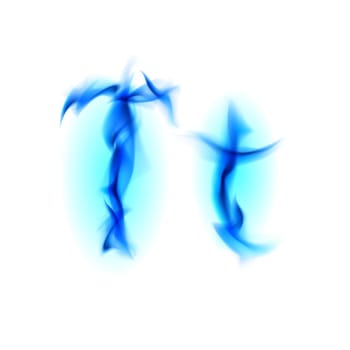 Blue Fiery font. Letter T. Illustration on black background