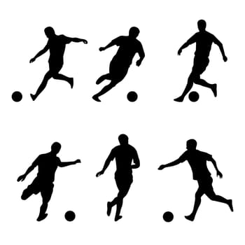 Soccer, football players silhouettes. Illustration on white background
