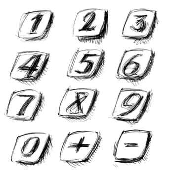 Phone numbers from fountain pen. Illustration on white