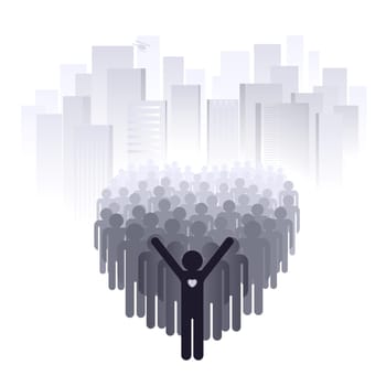 Love for the big city. Abstract illustration of a designer on a white background