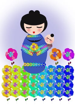 Japanese mother with her