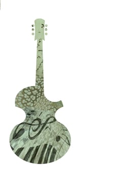 guitar with musical notes