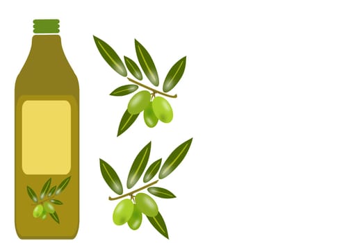 bottle of oil with the olive