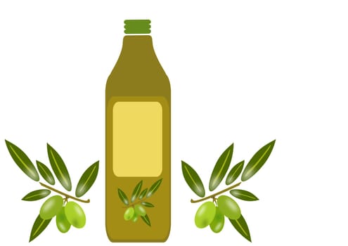 bottle of oil with the olive