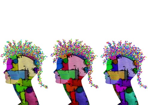 three young punks in profile