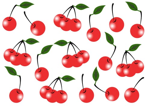 group of red  cherries