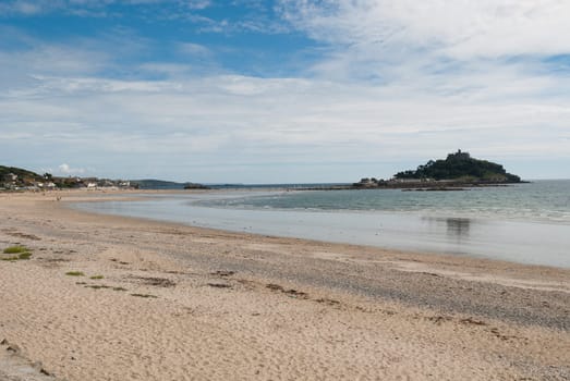 headland twin Moun Sain Michel in Marazion in Cornwall