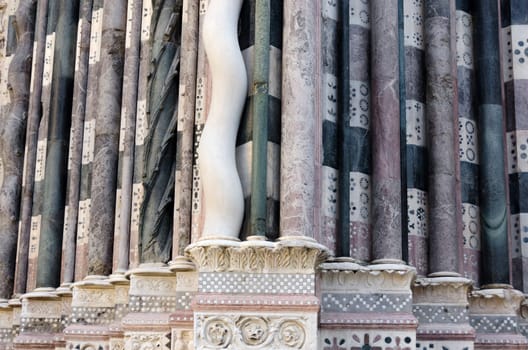 Marble columns in the Cathedral of St. Lawrence in Genoa