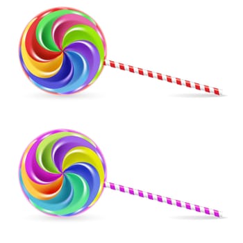 Spiral rainbow lollipop - isolated on white background