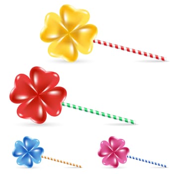 Spiral rainbow lollipop set - isolated on white background
