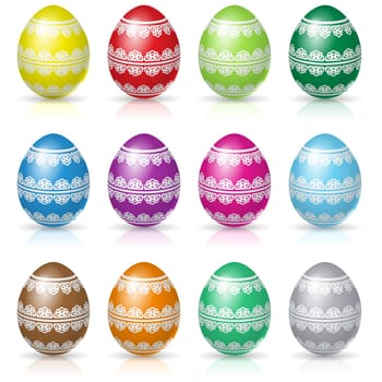 Easter eggs set. Pattern design. Illustration on white background