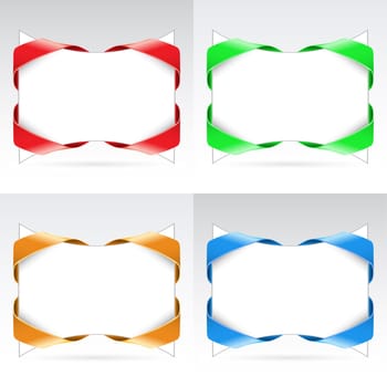 Set of white blanks with ribbon. Illustration on white background