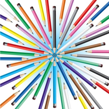 Chaotic pencils. Vector illustration on white background