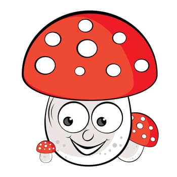 Acrylic illustration of Toadstool. Illustration on white background