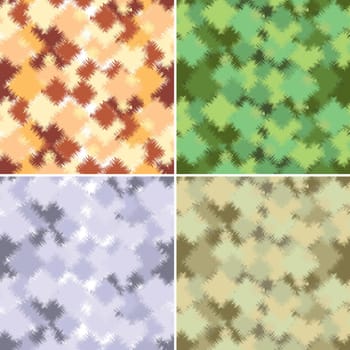 Four of abstract form and color camouflage. Illustration for design