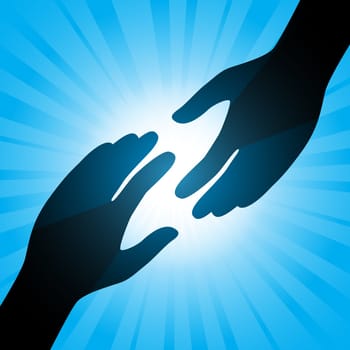 Handshake. Illustration on an abstract blue background
