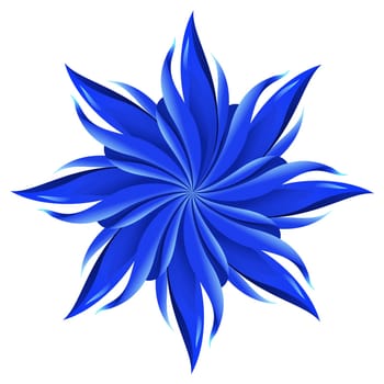 An abstract blue flower on white background. A highly useful art element.