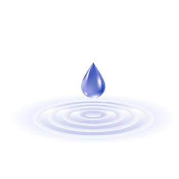 Water drop falling. Illustration on white background