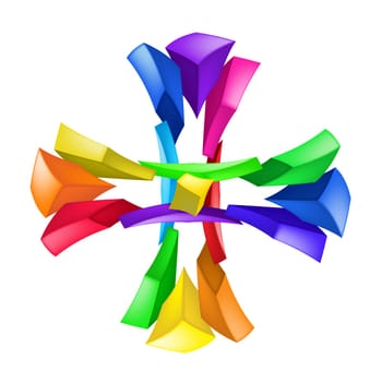 Abstract color composition on white background - cross