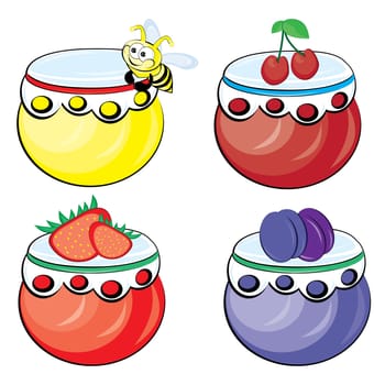 Set from jars with fruit and berry jam