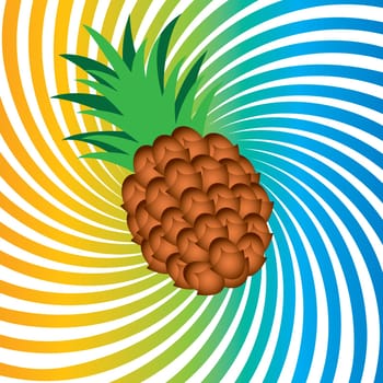Ripe pineapple. Illustrationon abstract colorful background