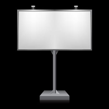 Metallic billboard with place for your text. Illustration on black background