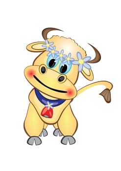 Calf Cartoon Character. Vector illustration on white background