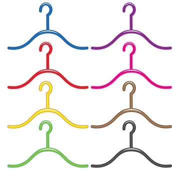 Set of colourful hangers. Illustration on white background
