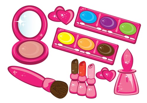 Cosmetics and beauty products Illustration of cosmetics and other bathroom stuff.