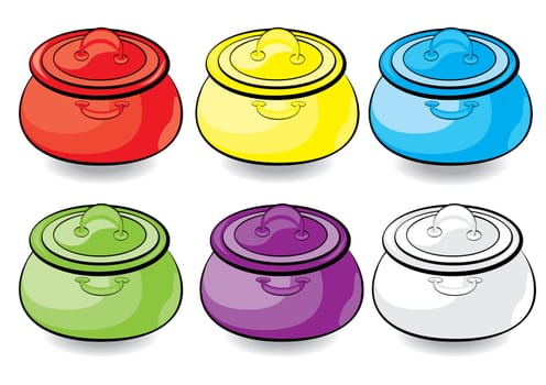 Cartoon colorful casserole. Illustration for design on white background
