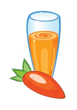 A delicious carrot juice. Illustration on white background