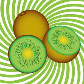 Ripe kiwi. Illustration on an abstract green background