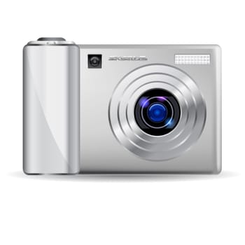 Realistic digital camera.  Illustration on white background
